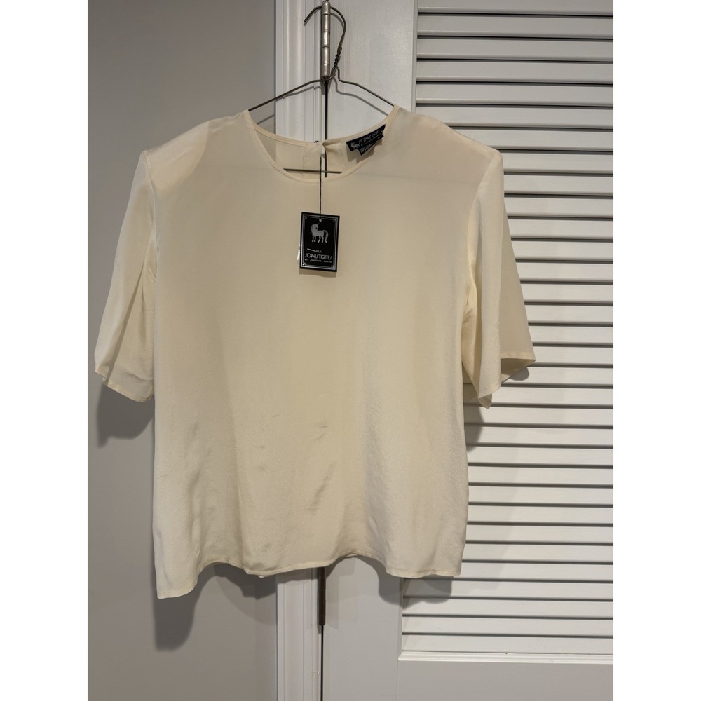 Sophisticates by Jonathan Martin Womens Vintage 100% Silk Blouse Beige Large NWT